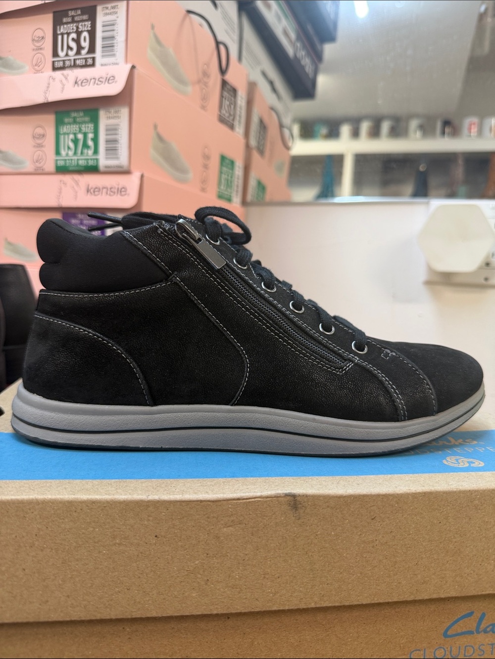Clarks Black Suede High-Top Sneakers with Gray Sole - Picture 6 of 10